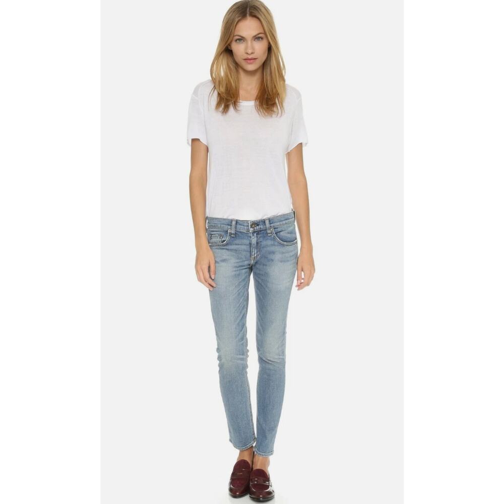Rag & Bone Tomboy Slim Fit Cropped Jeans West Village Blue Stretch Denim - 25